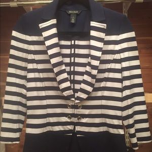 WHBM Nautical Navy/White Stripe Blazer - Size 8
